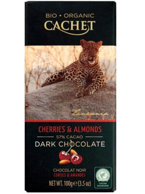 Organska Crna Čokolada Višnje Badem 57% Kakao Vivani 100g