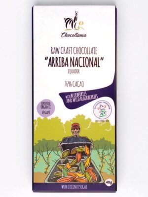 Organska Crna Čokolada 76% Borovnica i Divlja Kupina Chocollama 40g